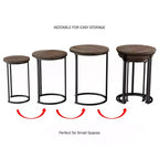 Hasting Home Set di 3 tavolini rotondi da salotto – Tavolini a incastro o comodini moderni con piano in finto marmo e base in metallo nero