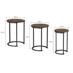 Hasting Home Set di 3 tavolini rotondi da salotto – Tavolini a incastro o comodini moderni con piano in finto marmo e base in metallo nero