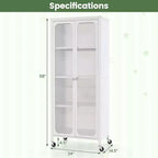 Costway Armadio Contenitore con Ruote e 2 Ante Trasparenti Scaffali Regolabili Credenza 24 x 14,5 x 58