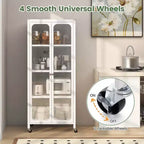Costway Armadio Contenitore con Ruote e 2 Ante Trasparenti Scaffali Regolabili Credenza 24 x 14,5 x 58