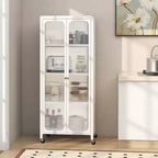 Costway Armadio Contenitore con Ruote e 2 Ante Trasparenti Scaffali Regolabili Credenza 24 x 14,5 x 58