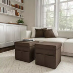 Hasting Home Set di 2 Pouf Pieghevoli con Tasche Portaoggetti