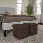 Hasting Home Set di 2 Pouf Pieghevoli con Tasche Portaoggetti