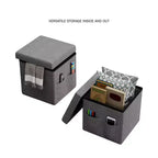 Hasting Home Set di 2 Pouf Pieghevoli con Tasche Portaoggetti