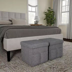 Hasting Home Set di 2 Pouf Pieghevoli con Tasche Portaoggetti