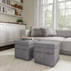 Hasting Home Set di 2 Pouf Pieghevoli con Tasche Portaoggetti
