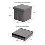 Hasting Home Set di 2 Pouf Pieghevoli con Tasche Portaoggetti