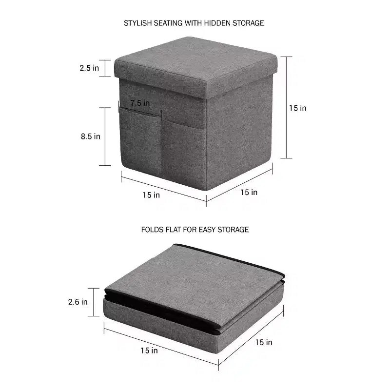 Hasting Home Set di 2 Pouf Pieghevoli con Tasche Portaoggetti