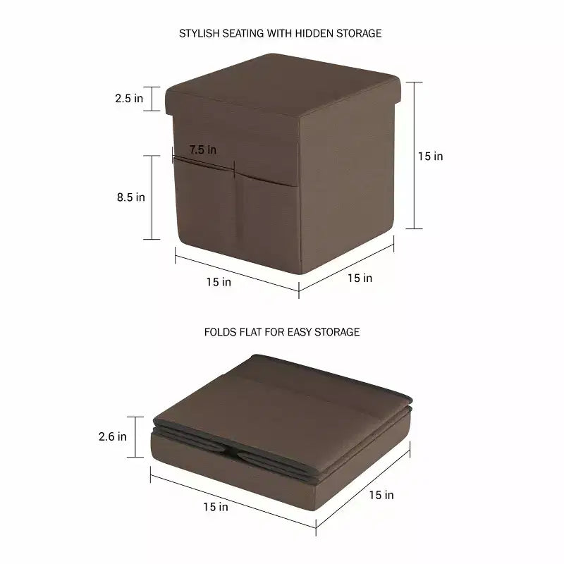 Hasting Home Set di 2 Pouf Pieghevoli con Tasche Portaoggetti