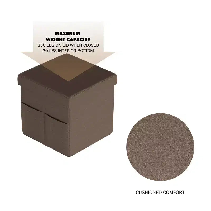 Hasting Home Set di 2 Pouf Pieghevoli con Tasche Portaoggetti