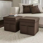 Hasting Home Set di 2 Pouf Pieghevoli con Tasche Portaoggetti