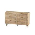 Cassettiera a 6 cassetti in rattan per soggiorno e camera da letto, naturale - ModernLuxe