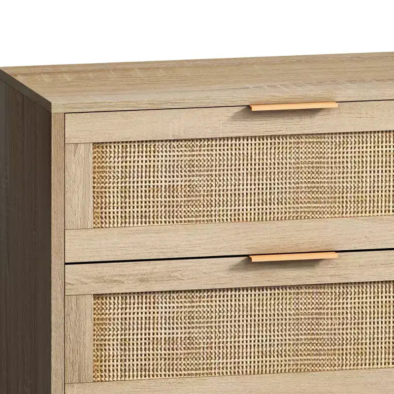 Cassettiera a 6 cassetti in rattan per soggiorno e camera da letto, naturale - ModernLuxe