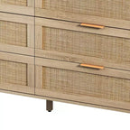Cassettiera a 6 cassetti in rattan per soggiorno e camera da letto, naturale - ModernLuxe