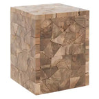 Sgabello quadrato in teak Forbes - FOX1007 - Rovere medio - Safavieh Couture