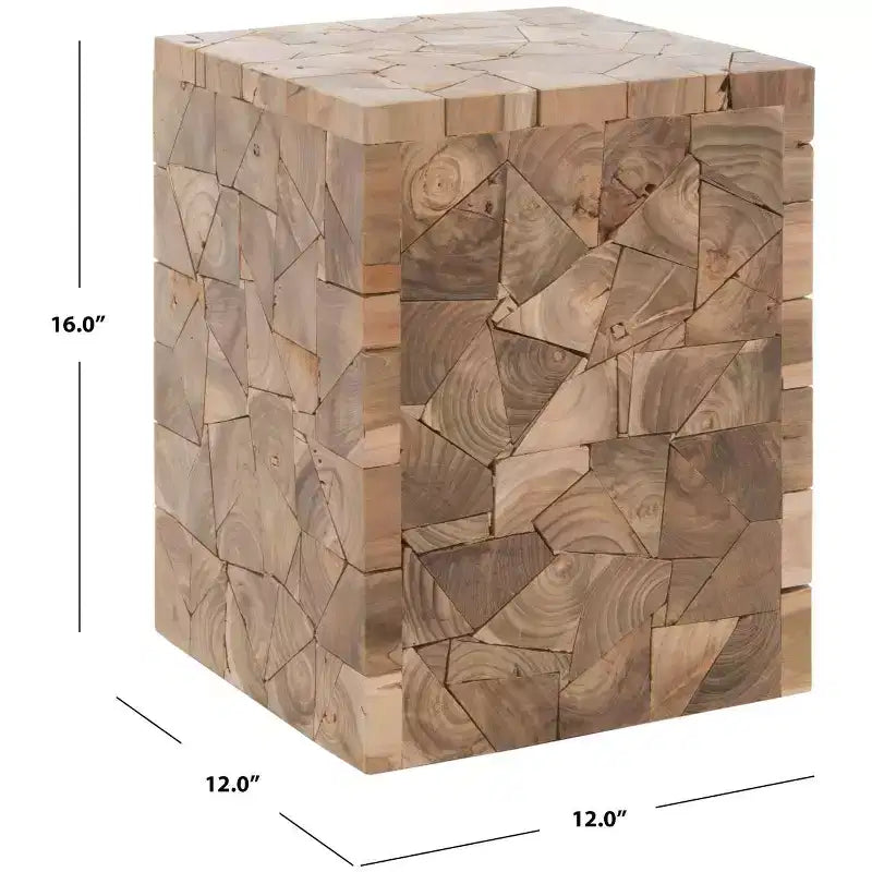 Sgabello quadrato in teak Forbes - FOX1007 - Rovere medio - Safavieh Couture