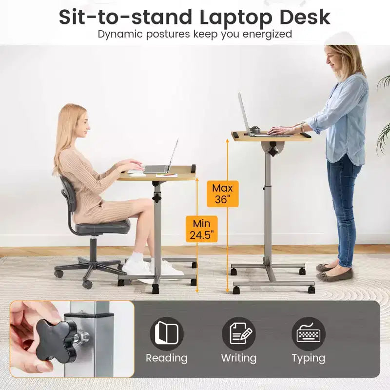 Scrivania mobile Costway regolabile in altezza, da seduti a in piedi, per laptop, bianca/nera