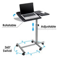 Costway Mobile Standing Desk Height Adjustable Sit to Stand Laptop Desk White/Black