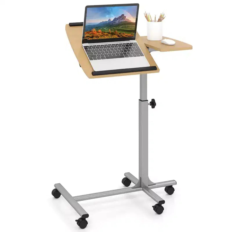 Scrivania mobile Costway regolabile in altezza, da seduti a in piedi, per laptop, bianca/nera