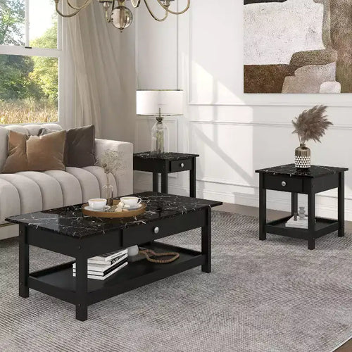 Set Tavolino da caffè e Tavolino d'appoggio Minsay Transizionale con piano in finto marmo 3 pezzi - HOMES: Inside + Out
