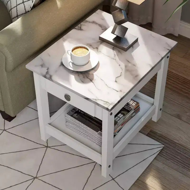 Set Tavolino da caffè e Tavolino d'appoggio Minsay Transizionale con piano in finto marmo 3 pezzi - HOMES: Inside + Out