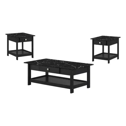 3pc Minsay Transitional Faux Marble Top Storage Coffee Table and End Table Set - HOMES: Inside + Out