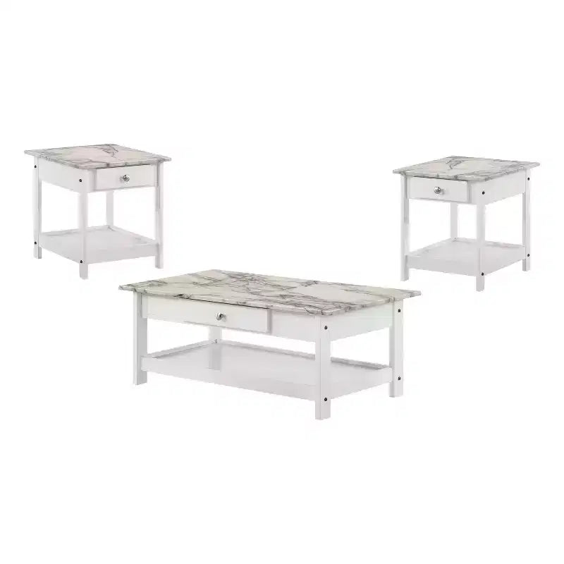 Set Tavolino da caffè e Tavolino d'appoggio Minsay Transizionale con piano in finto marmo 3 pezzi - HOMES: Inside + Out