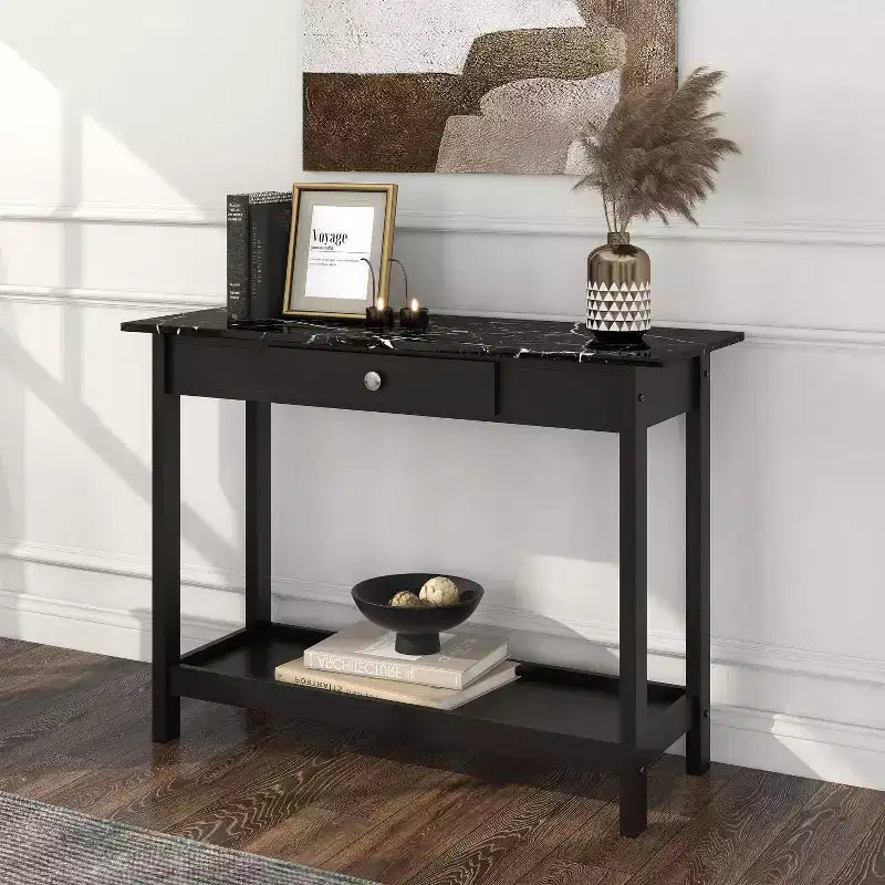 Tavolo consolle Minsay Transitional con cassetto e ripiano in finto marmo - HOMES: Inside + Out