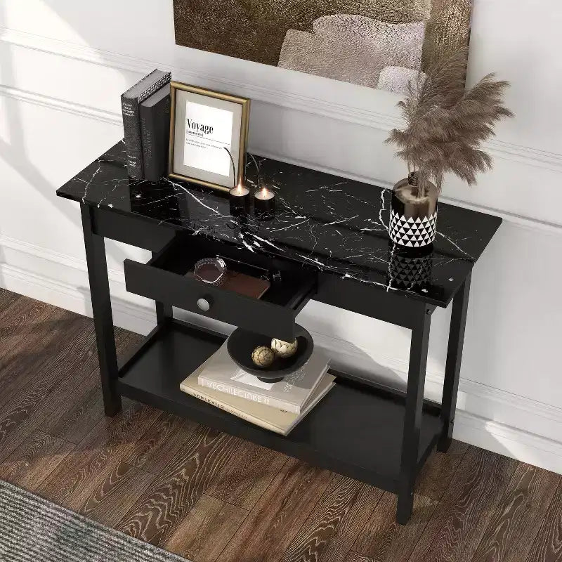 Tavolo consolle Minsay Transitional con cassetto e ripiano in finto marmo - HOMES: Inside + Out