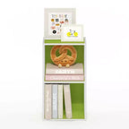 Furinno Scaffale Decorativo Aperto a 2 Ripiani, Comodino Tavolino Laterale Divano, Libreria Portaoggetti, Verde/Bianco