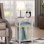 Furinno 2 PCS Nightstand 3-Tier Black/White Reversible Sofa Side End Table W/Open Storage Shelf