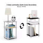 Furinno Comodino 2 Pezzi a 3 Livelli Nero/Bianco Reversibile Tavolino da Divano con Ripiano Aperto