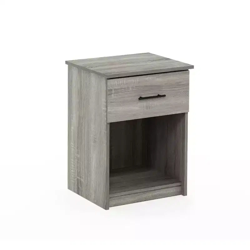 Comodino/Tavolino Furinno Mid-Century con Cassetto e Vano Aperto, Grigio