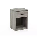 Comodino/Tavolino Furinno Mid-Century con Cassetto e Vano Aperto, Grigio
