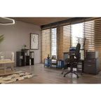 Furinno Scrivania da computer moderna, Ufficio domestico, Scrivania da studio per laptop con supporto per CPU e libreria a giorno, Americano/Nero