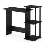 Furinno Scrivania da computer moderna, Ufficio domestico, Scrivania da studio per laptop con supporto per CPU e libreria a giorno, Americano/Nero