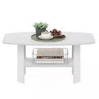 Furinno 35.5 Tavolino Industriale dal Design Semplice 2-Tier Rettangolare per Soggiorno, Bianco