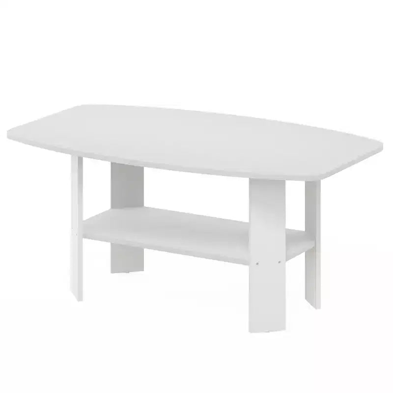 Furinno 35.5 Tavolino Industriale dal Design Semplice 2-Tier Rettangolare per Soggiorno, Bianco