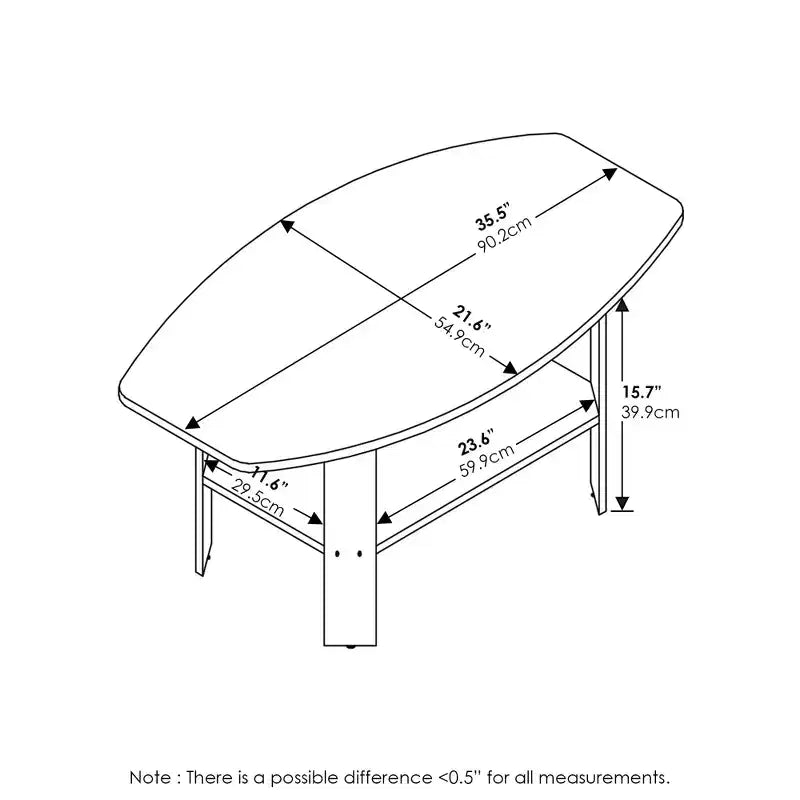 Furinno 35.5 Tavolino Industriale dal Design Semplice 2-Tier Rettangolare per Soggiorno, Bianco