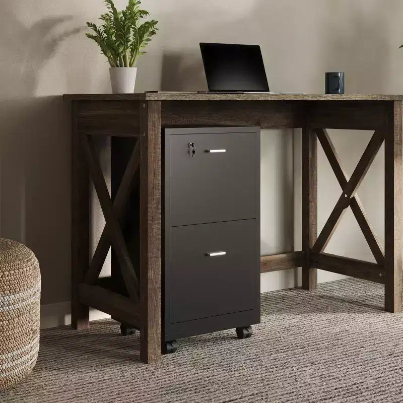 Mobiletto schedario Lavish Home a 2 cassetti con serratura e ruote