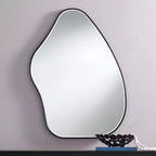 Noble Park Cavandish Specchio da Parete con Bordo Arrotondato, Vano Moderno, Vetro Smussato, Cornice in Legno Nero Opaco, Larghezza 71 cm, per Bagno