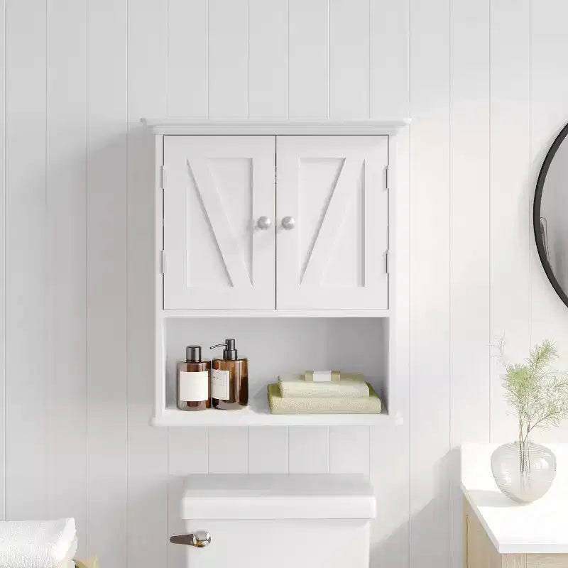 Flash Furniture Mobiletto da Bagno a Parete Dune con Chiusura Magnetica, Ripiano Regolabile e Ripiano Inferiore Aperto