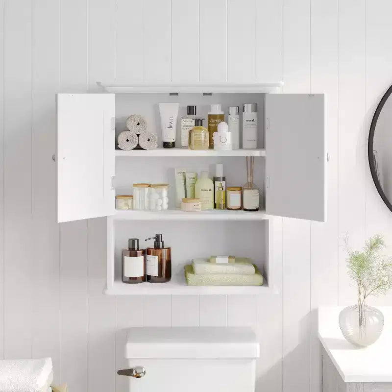 Flash Furniture Mobiletto da Bagno a Parete Dune con Chiusura Magnetica, Ripiano Regolabile e Ripiano Inferiore Aperto