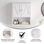 Flash Furniture Mobiletto da Bagno a Parete Dune con Chiusura Magnetica, Ripiano Regolabile e Ripiano Inferiore Aperto