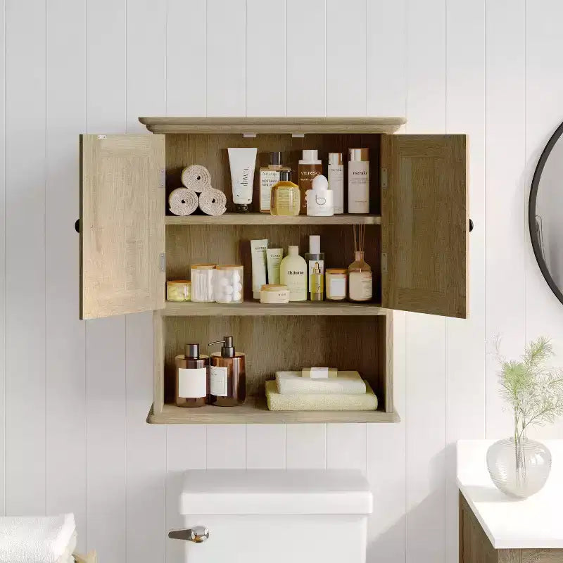 Flash Furniture Mobiletto da Bagno a Parete Dune con Chiusura Magnetica, Ripiano Regolabile e Ripiano Inferiore Aperto