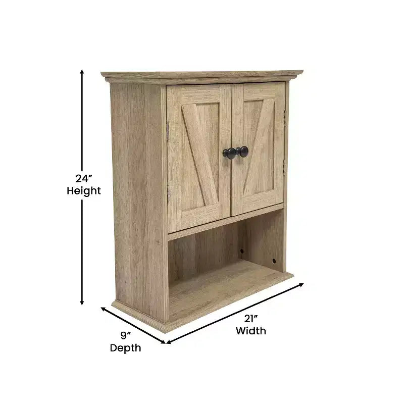 Flash Furniture Mobiletto da Bagno a Parete Dune con Chiusura Magnetica, Ripiano Regolabile e Ripiano Inferiore Aperto