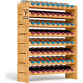 NutriChef 72 Bottle Wine Rack  Stackable Bamboo Freestanding Wine Storage - SLWMDSF226