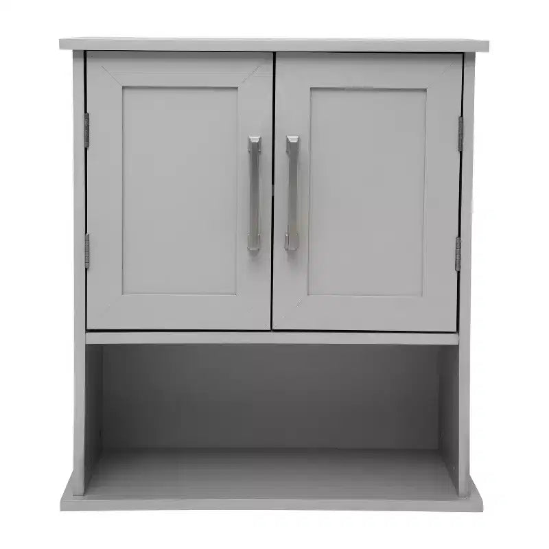 Pensile da bagno Merrick Lane con ripiano regolabile, ripiano inferiore aperto e ante con chiusura magnetica