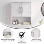 Pensile da bagno Merrick Lane con ripiano regolabile, ripiano inferiore aperto e ante con chiusura magnetica