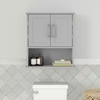 Pensile da bagno Merrick Lane con ripiano regolabile, ripiano inferiore aperto e ante con chiusura magnetica